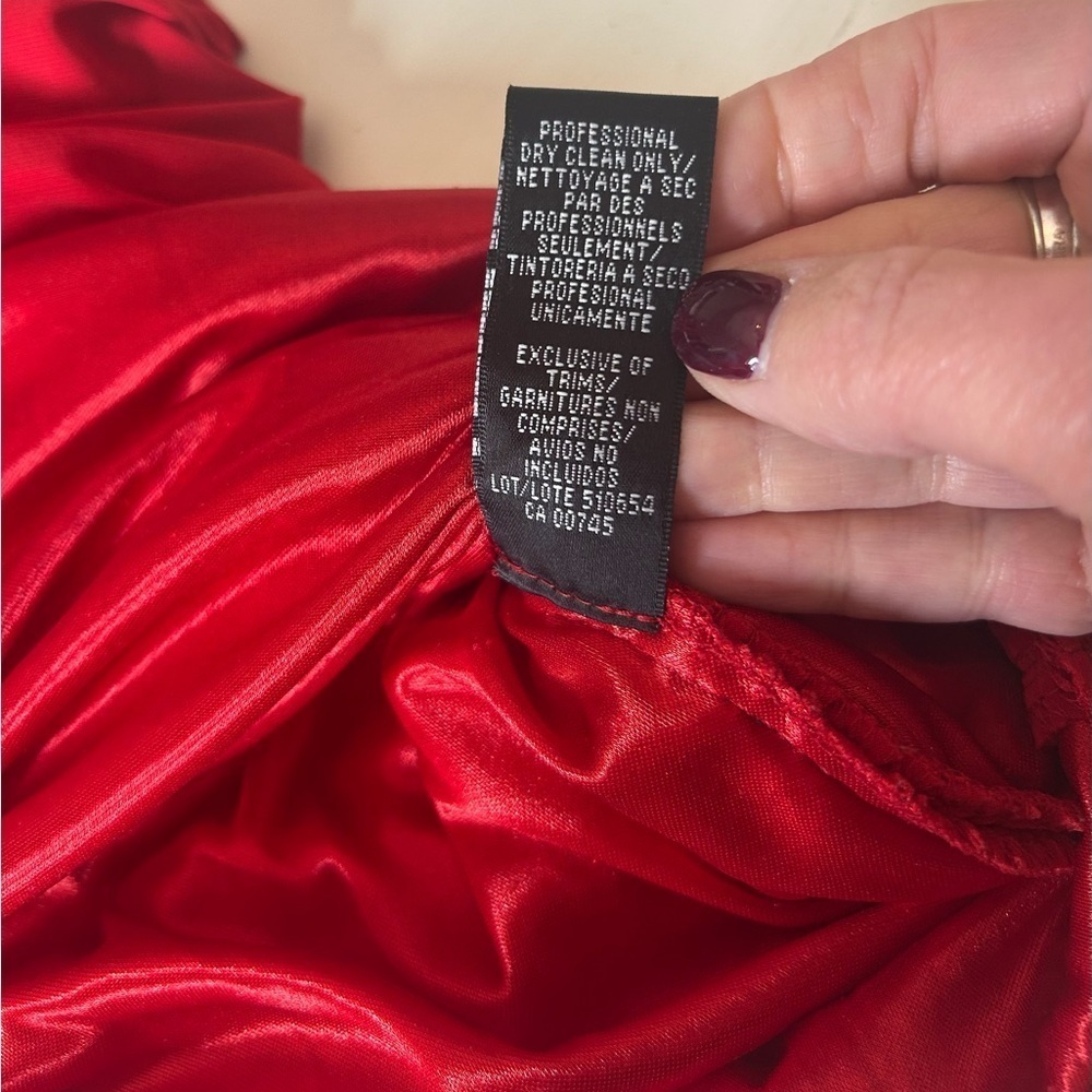 JS Boutique Red Rhinestone Embellished Ruched Cocktail Holiday Dress Size 12 - Picture 14 of 15